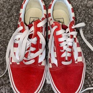 red and white checkered vans